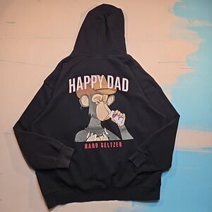 Full Send 2XL Black Happy Dad Hard‎ Seltzer Ape Graphic Hoodie Pullover Sweater